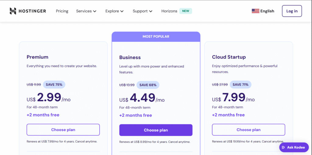 pricing plan